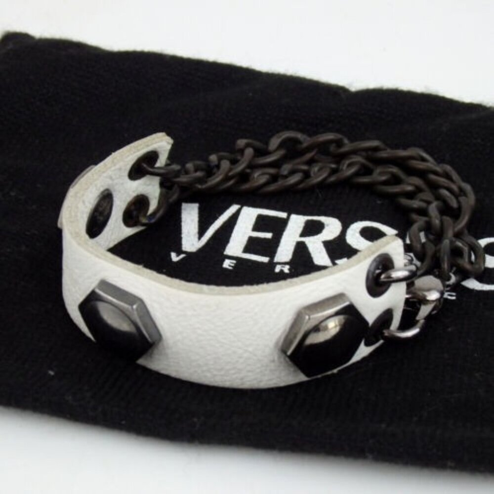 Authentic Versus Versace Studs Chain Bracelet Lea… - image 1